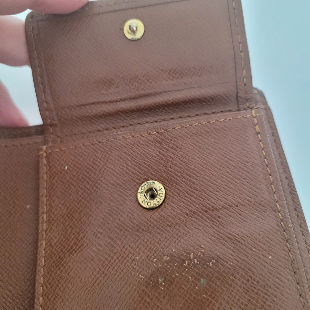 Louis Vuitton Monogram Bifold Wallet Brown Canvas Coin Pocket Made in France - Picture 7 of 12